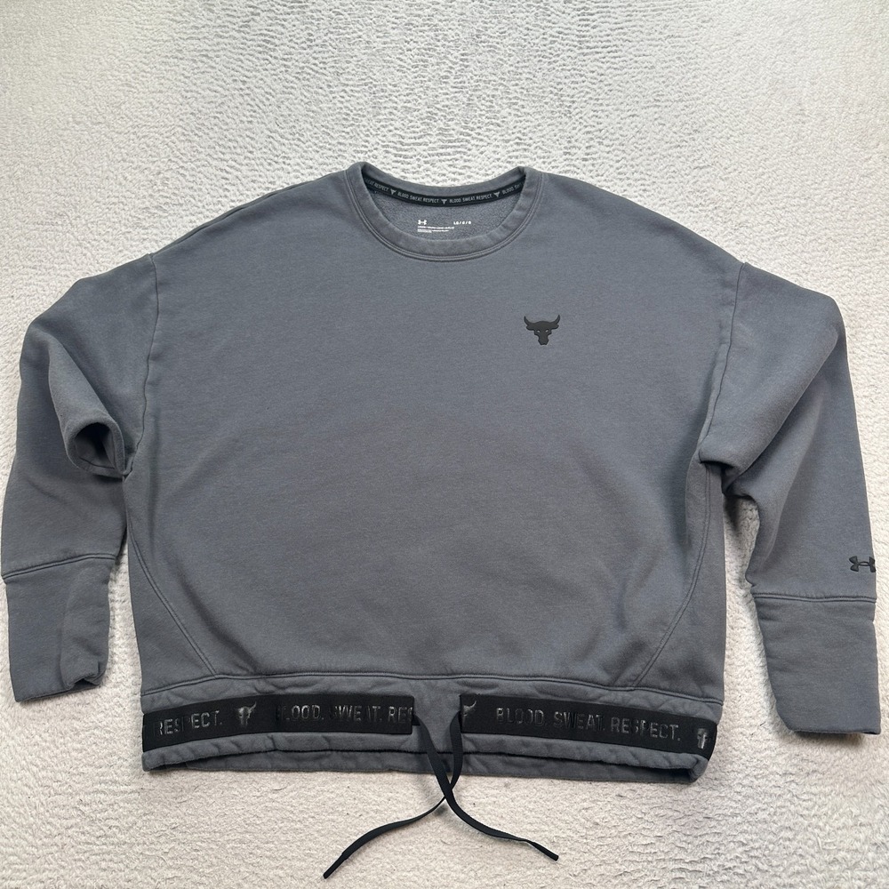 Project Rock Under Armour Sweatshirt Women's Size Large Fleece Crew Gym Workout